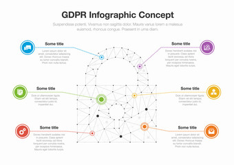Leinwandbilder - European GDPR infographic concept with padlock symbol made from network polygons isolated on light background. Easy to use for your website or presentation.