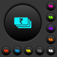 Wall Mural - Indian Rupee banknotes dark push buttons with color icons