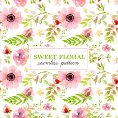 Wall Mural - Soft pink floral seamless pattern