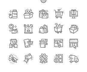 Poster - Shopping Well-crafted Pixel Perfect Vector Thin Line Icons 30 2x Grid for Web Graphics and Apps. Simple Minimal Pictogram