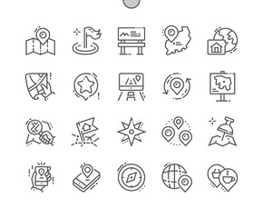 Poster - Location Well-crafted Pixel Perfect Vector Thin Line Icons 30 2x Grid for Web Graphics and Apps. Simple Minimal Pictogram