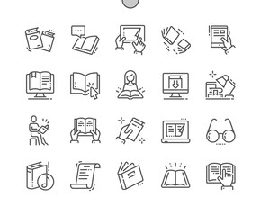 Fototapete - Reading Well-crafted Pixel Perfect Vector Thin Line Icons 30 2x Grid for Web Graphics and Apps. Simple Minimal Pictogram