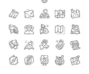 Poster - Maps Well-crafted Pixel Perfect Vector Thin Line Icons 30 2x Grid for Web Graphics and Apps. Simple Minimal Pictogram