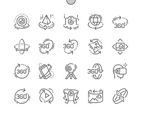 Poster - 360 degrees Well-crafted Pixel Perfect Vector Thin Line Icons 30 2x Grid for Web Graphics and Apps. Simple Minimal Pictogram