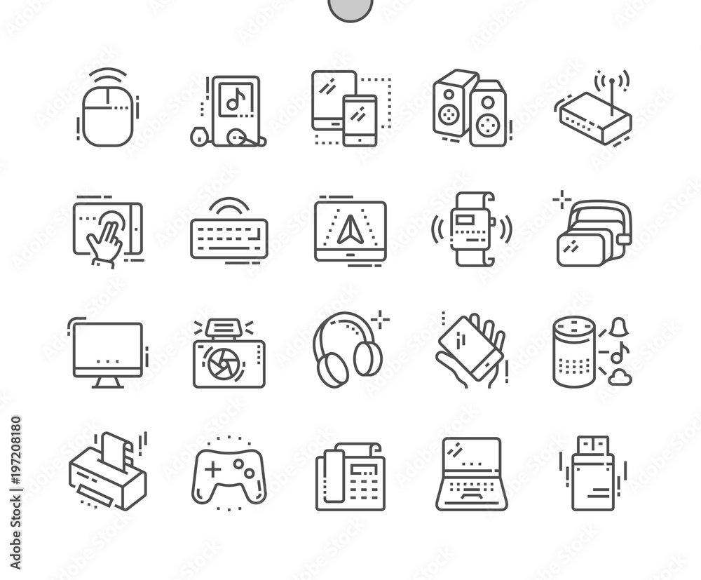 Devices Well-crafted Pixel Perfect Vector Thin Line Icons 30 2x Grid ...