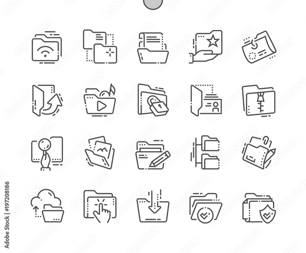 Folders Well-crafted Pixel Perfect Vector Thin Line Icons 30 2x Grid ...