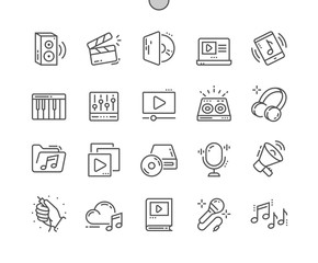 Poster - Audio Video Well-crafted Pixel Perfect Vector Thin Line Icons 30 2x Grid for Web Graphics and Apps. Simple Minimal Pictogram