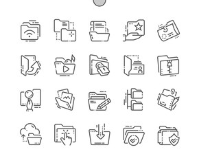 Fototapete - folders well-crafted pixel perfect vector thin line icons 30 2x grid for web graphics and apps. simp