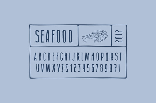 Narrow sans serif font in the style of hand-drawn graphics