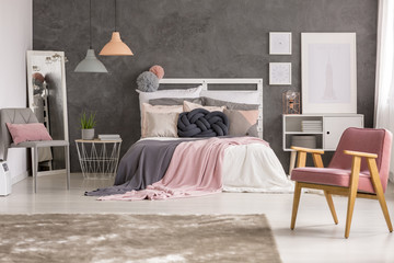 Wall Mural - Gray and pastel teenage girl bedroom