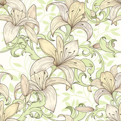  Lily seamless pattern