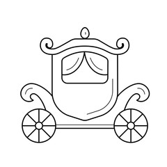 Sticker - Vintage carriage line icon isolated on white background