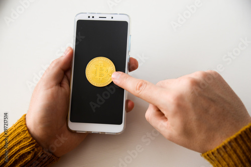 Make An Online Payment With Bitcoin Buy This Stock Photo And - 