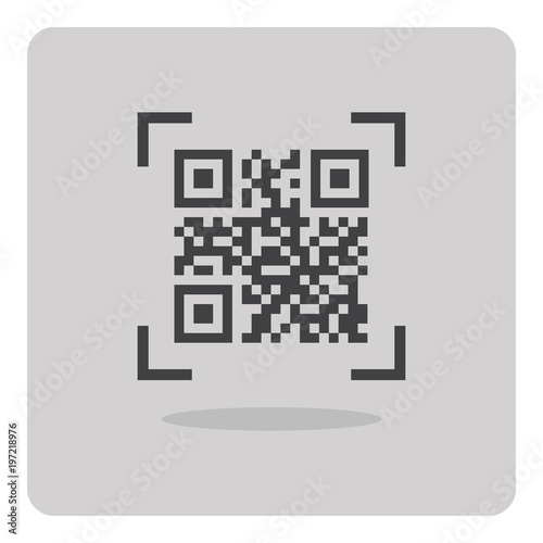 Fotografie, Obraz Vector design of flat icon, QR Code for smart phone on isolated background