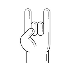 Sticker - Rock and roll hand vector line icon isolated on white background