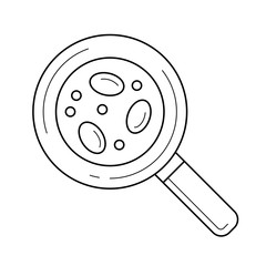 Sticker - Bacteria under magnifying glass vector line icon isolated on white background. Magnifying glass line icon for infographic, website or app. Icon designed on a grid system.