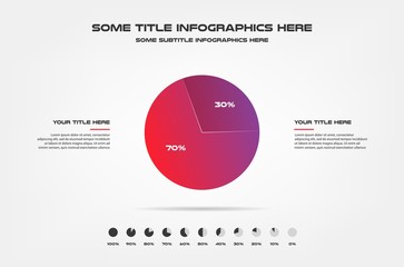 Poster - 3d sphere, percentage infographics. Element of chart, graph, diagram with 2 options - parts, processes, timeline. Vector business template for presentation, workflow layout, annual report, web