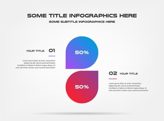 chart of percentage infographics. element of graph, diagram with 2 options - parts, processes, timel