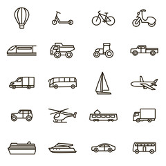 Sticker - Transport Signs Black Thin Line Icon Set. Vector