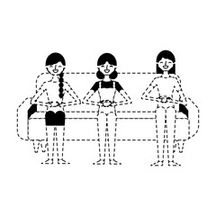 Wall Mural - people female sitting drinking coffee in cup vector illustration dotted line design