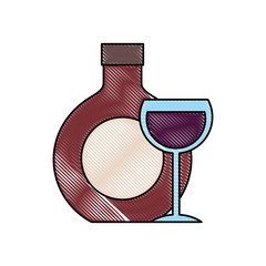 Canvas Print - bottle wine glass drink beverage image vector illustration