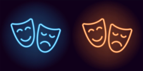 Wall Mural - Blue and orange neon mask