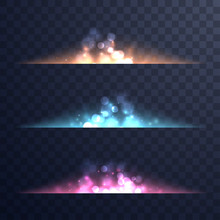 Abstract Magic Flares. Magic Lights And Sparkles Isolated On Transparent Background. Vibrant Light Spots. Luminous Line Flash With Particles And Rays. Vector Eps 10.