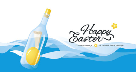 Wall Mural - Easter background message in bottle greeting card
