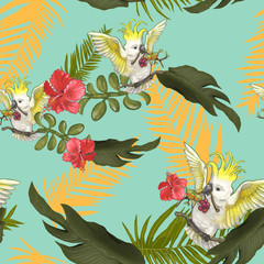 Sticker - background of birds on leaves