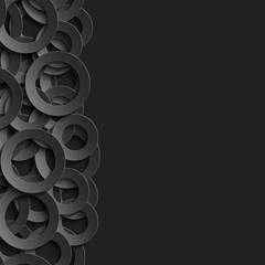 Border with paper cut 3D black circles.