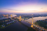 Fototapeta Uliczki - Bangkok skyline the Bhumibol bridge while sunset at dusk.