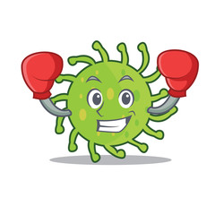 Wall Mural - boxing green bacteria character cartoon