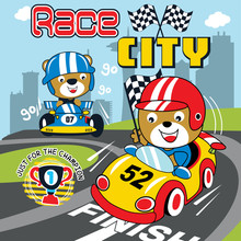 Racing Car Cartoon Vector Art