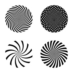 Poster - Spiral ray pattern set. Vector swirl design elements.