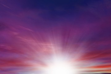 Wall Mural - dramatic nature background . sunset or sunrise with clouds, light rays and other atmospheric effect 