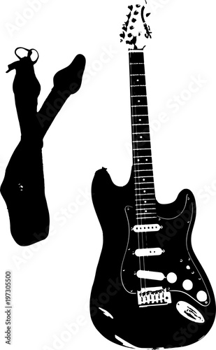 Fotografía Vector image of electric guitar and guitar strap