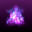 © MicroOne - Violet meditation silhouette mandala with shiny effect