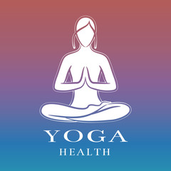 Wall Mural - Yoga health training logo with female meditation element