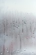 Water droplets condensation background of dew on glass window, humidity and foggy blank background. Outside the window, bad weather, rain