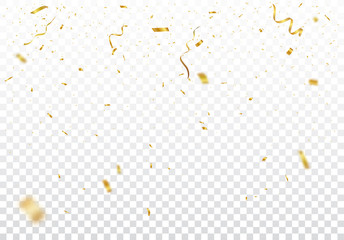 Wall Mural - Gold confetti background, isolated on transparent background