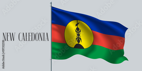 Fotografie, Obraz New Caledonia waving flag on flagpole vector illustration
