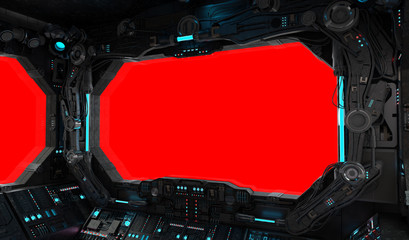 Aufkleber - Spaceship grunge interior window isolated
