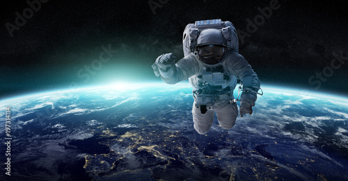 Cuadros en Lienzo Astronaut floating in space 3D rendering elements of this image furnished by NAS