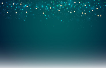 Wall Mural - abstract dark blue blurred background with bokeh and gold glitter header.