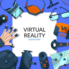 Poster - Vector background with flat style virtual reality elements