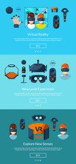 Poster - Vector template for website with flat style virtual reality elements