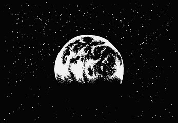 Wall Mural - earth is visiable in outer space.hand drawn vector illustration.prints design.science theme