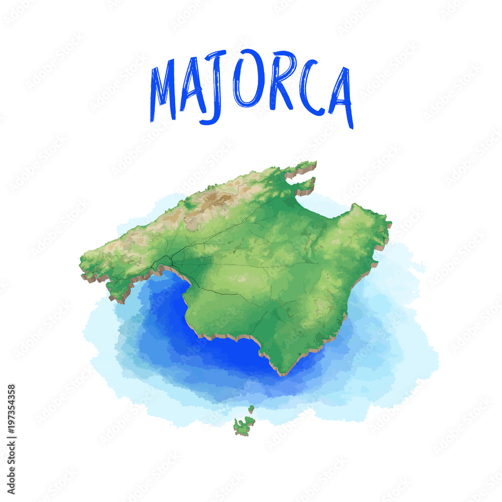 3D Map of Majorca Stock Vector | Adobe Stock