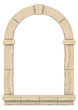 Arch in the wall of beige cut stone and travertine marble for a window or door in the classic style
