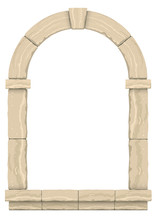 Arch In The Wall Of Beige Cut Stone And Travertine Marble For A Window Or Door In The Classic Style